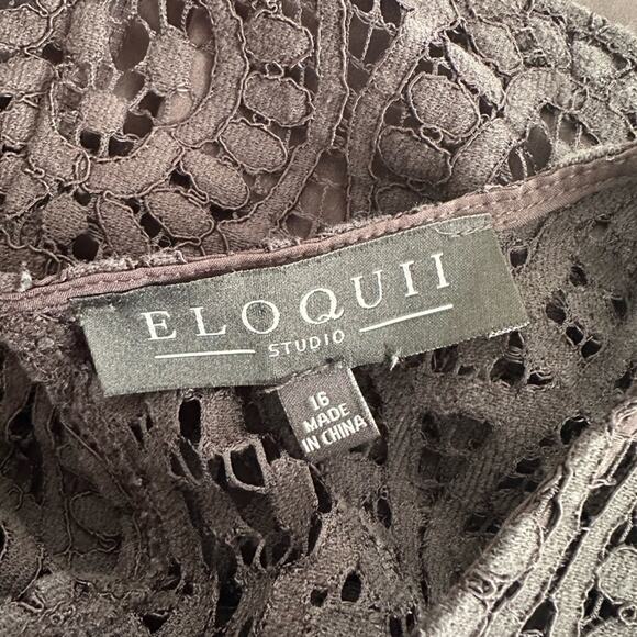 Eloquii Black Lace Bell Sleeves Ruffle Mini Dress Witchy Goth Whimsygoth Size 16 - Picture 5 of 7